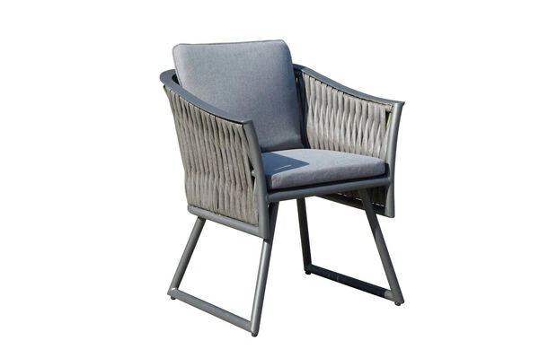 OUTFLEXX Esstischgarnitur, Anthrazit, Alu, Ausziehtisch 180/270x100 Cm, 6 Sessel – Bild 3