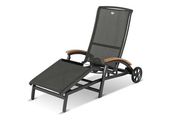 HARTMAN Da Vinci Gartenliege, Xerix/anthrazit, Alu/Textilene, 170 X 82 X 30 Cm, Mit FSC-Teak-Armlehnen – Bild 2