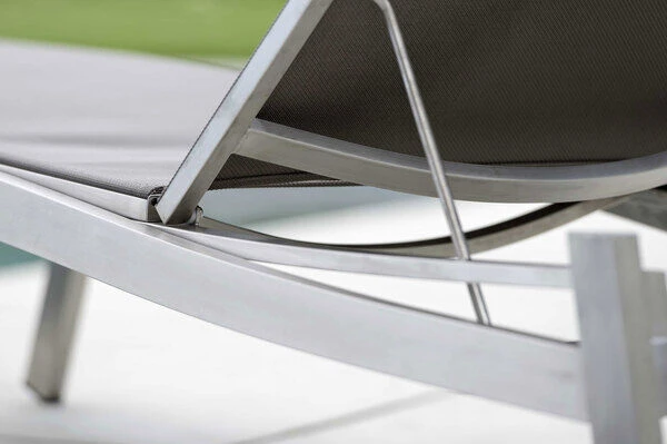 STERN Allround Rollenliege, Silbergrau, Edelstahl/Textil, 200x71x38 Cm, Verstellbare Rückenlehne – Bild 2