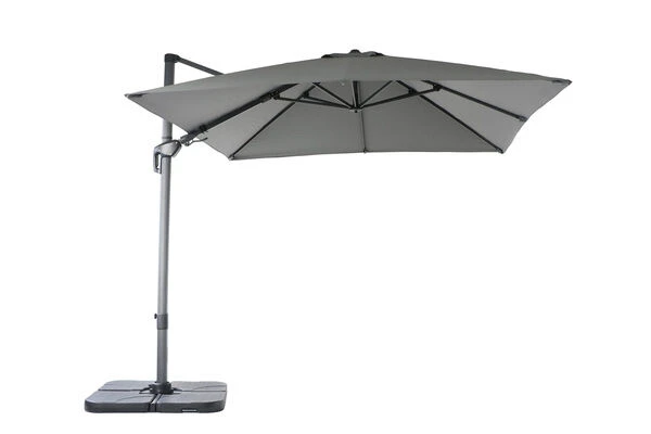OUTFLEXX Ampelschirm, Anthrazit, Pulverbesch. Aluminium, 300x300 Cm, Inkl. Plattenständer, Twist-Funktion – Bild 4