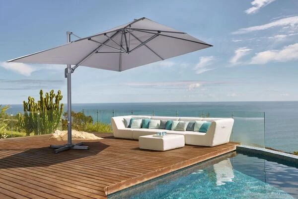 OUTFLEXX Ampelschirm, Anthrazit, Pulverbesch. Aluminium, 400x300cm, Inkl. Plattenständer – Bild 2