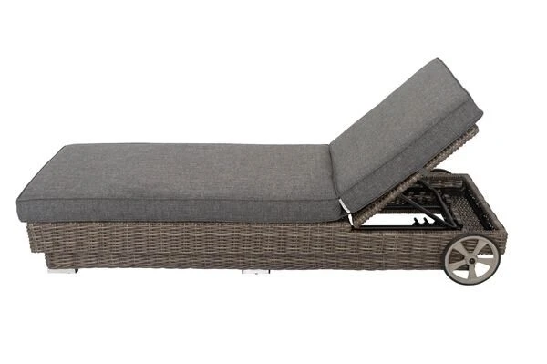 OUTFLEXX Rollliege, Grau, Polyrattan, 200x70x27,5cm, Rückenlehne 5-fach Verstellbar – Bild 2