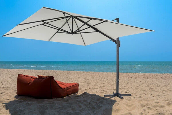 OUTFLEXX Ampelschirm, Anthrazit/creme, Alu/Polyester, 350x350cm, Inkl. Plattenständer – Bild 2