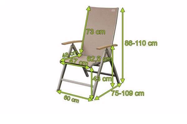 DOPPLER Expert Multipositionssessel, Silber/beige, Alu/Textilene, 75x60x110 Cm, Klappbar – Bild 2