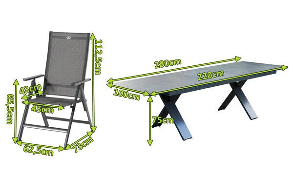 HARTMAN Sondermodell Xanadu / Aruba Sitzgruppe, Xerix/anthrazit, Alu/Glaskeramik, 8 Multipos, 220/280x100cm â Bild 2