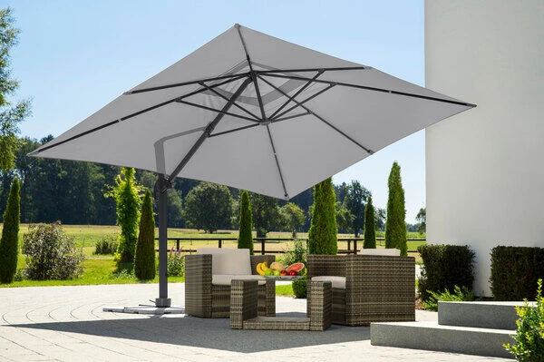Schneider® SCHNEIDER Exklusivmodell Rhodos Grande Ampelschirm, Silbergrau, 300x400 Cm, Rechteckig – Bild 2