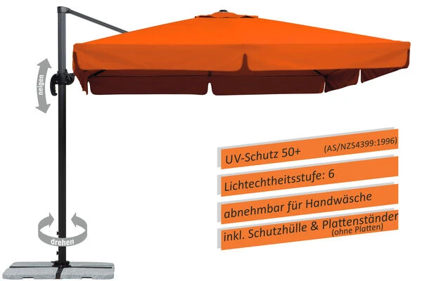 Schneider® SCHNEIDER Rhodos Ampelschirm, Terracotta, Quadratisch, 300 X 300 Cm – Bild 2