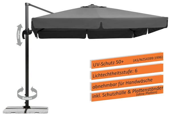 Schneider® SCHNEIDER Rhodos Ampelschirm, Anthrazit, Quadratisch, 300 X 300 Cm – Bild 2