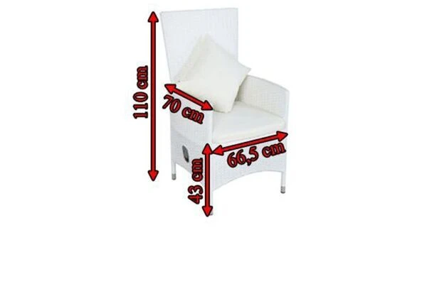 OUTFLEXX 2er-Set Sessel, Weiß, Polyrattan, Lehne Beliebig Verstellbar, Inkl. Kissen – Bild 5