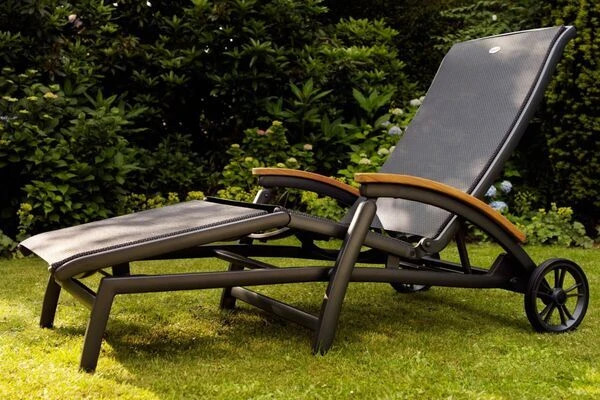 HARTMAN Da Vinci Gartenliege, Xerix/anthrazit, Alu/Textilene, 170 X 82 X 30 Cm, Mit FSC-Teak-Armlehnen – Bild 3