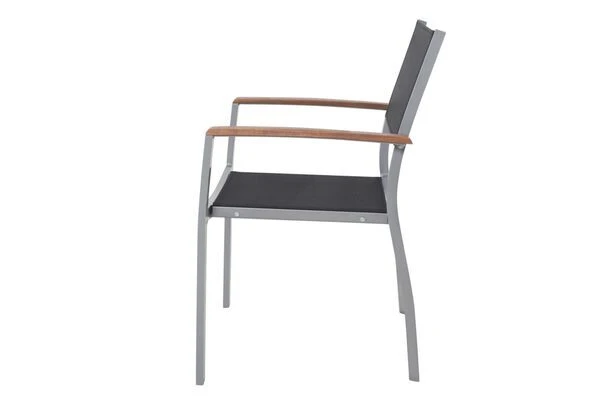 VILLANA Stapelsessel, Silber/schwarz, Alu/Textilene, 57 X 56 X 84 Cm, FSC Akazienholz Armlehnen – Bild 6