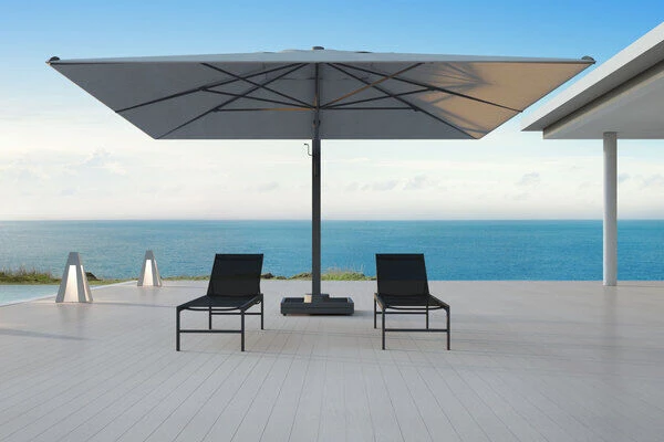 OUTFLEXX Ultimate XL Ampelschirm, Anthrazit/grau, Alu/Spuncrylic®, 450x450cm, Inkl. Befüllbarem Schirmständer – Bild 3