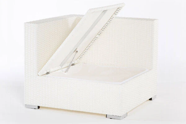 OUTFLEXX Eckelement, Weiß, Polyrattan, Inkl. Polster Und Kissen, Wasserfeste Kissenbox – Bild 3