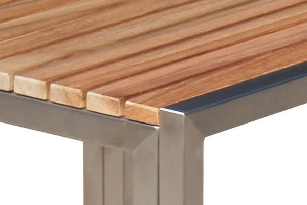 OUTFLEXX 2er-Set Sonnenliegen, Schwarz, Edelstahl/Teak, 195,5x74x35cm, Mit Beistelltisch 45x45cm – Bild 8