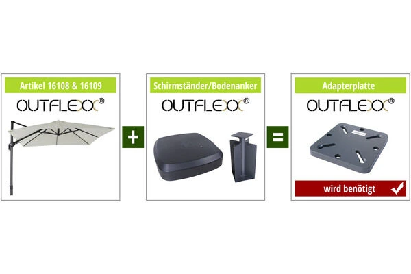 OUTFLEXX Ampelschirm, Anthrazit, Pulverbesch. Aluminium, 300x300 Cm, Inkl. Plattenständer, Twist-Funktion – Bild 7