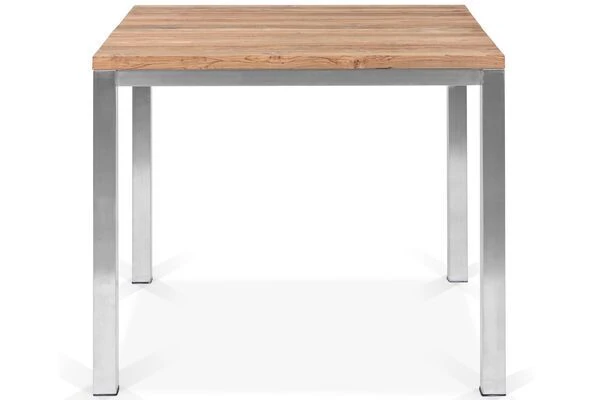 STERN Polaris Esstischgruppe, Silbergrau, Edelstahl/recycled Teak, Tisch 90 X 90 Cm, 4 Stapelsessel – Bild 4