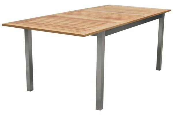 STERN Cardiff Esstischgruppe, Silber/taupe, Edelstahl/FSC-Teak, Tisch 150/200x90cm, 6 Multipositionssessel – Bild 4