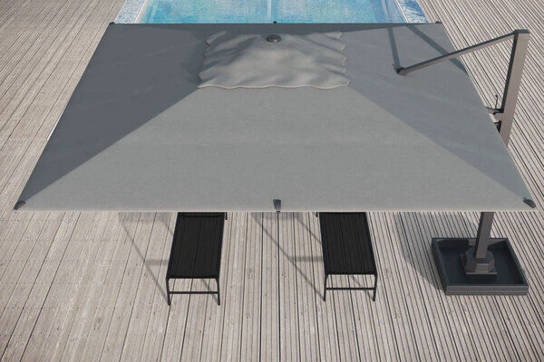 OUTFLEXX Ultimate XL Ampelschirm, Anthrazit/grau, Alu/Spuncrylic®, 450x450cm, Inkl. Befüllbarem Schirmständer – Bild 4