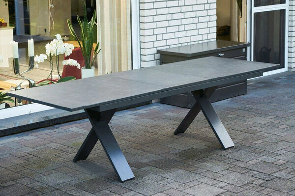 HARTMAN Sondermodell Xanadu / Aruba Set, Xerix/anthrazit, Alu/Glaskeramik, 6 Stapelsessel, 220/280x100cm – Bild 4