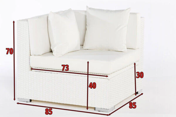 OUTFLEXX Eckelement, Weiß, Polyrattan, Inkl. Polster Und Kissen, Wasserfeste Kissenbox – Bild 4