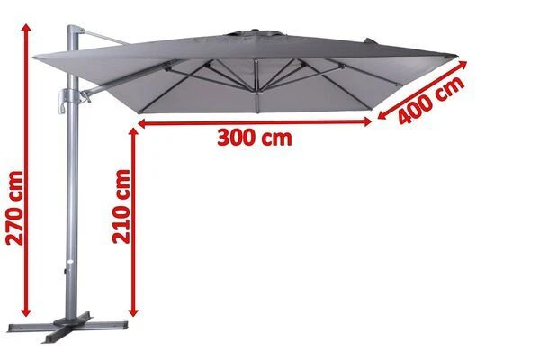 OUTFLEXX Ampelschirm, Anthrazit, Pulverbesch. Aluminium, 400x300cm, Inkl. Plattenständer – Bild 5