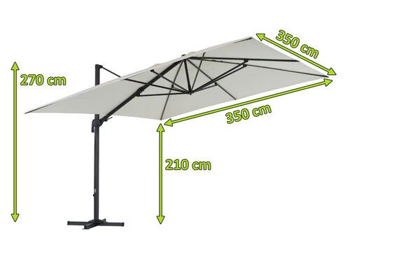 OUTFLEXX Ampelschirm, Anthrazit/creme, Alu/Polyester, 350x350cm, Inkl. Plattenständer – Bild 5