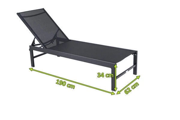 OUTFLEXX Liege, Anthrazit Matt/schwarz, Alu/Textilene, 190x62x34cm, Rückenlehne Verstellbar – Bild 5