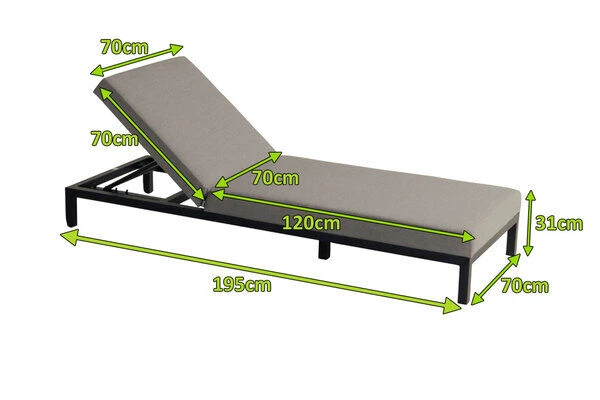 HARTMAN Eva Loungeliege, Flanelle, Sunbrella, 195 X 70 X 31 Cm, Rückenlehne Verstellbar – Bild 5