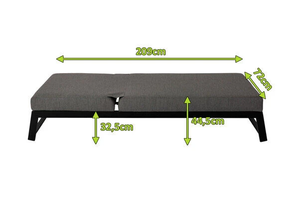 OUTFLEXX Allure Sonnenliege, Sooty, Alu/Sunbrella, 211 X 74 X 44,5 Cm, Verstellbare Kopfstütze – Bild 5
