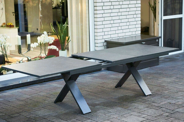 HARTMAN Sondermodell Xanadu / Aruba Set, Xerix/anthrazit, Alu/Glaskeramik, 6 Stapelsessel, 220/280x100cm – Bild 5