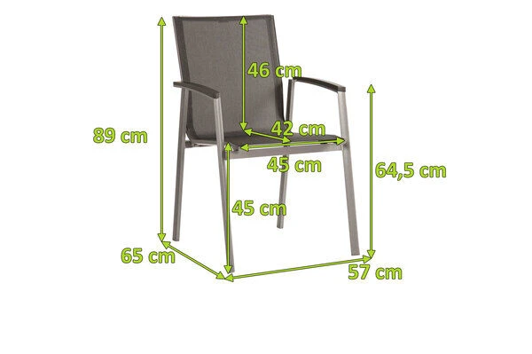 STERN New Top Stapelsessel, Graphit/silbergrau, Aluminium/Textil, 65x57x89 Cm, Pulverbeschichtet, Stapelbar – Bild 5