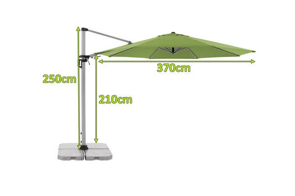 DOPPLER Active Pendelschirm, Fresh Green, Alu/Polyester, 370cmx210 Cm, Mit Kurbel, 360°-drehbar – Bild 5