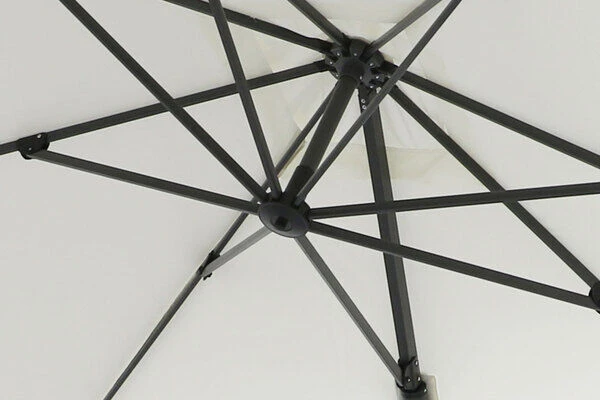 OUTFLEXX Ampelschirm, Creme, Pulverbesch. Aluminium, 300x300 Cm, Inkl. PlattenstĂ€nder, Twist-Funktion â Bild 9