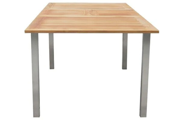 STERN Cardiff Esstischgruppe, Silber/taupe, Edelstahl/FSC-Teak, Tisch 150/200x90cm, 6 Multipositionssessel – Bild 6