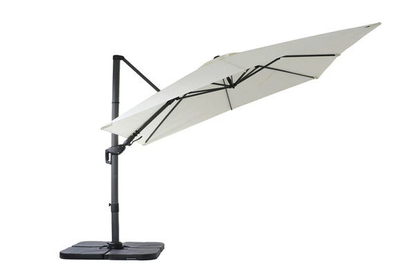 OUTFLEXX Ampelschirm, Creme, Pulverbesch. Aluminium, 300x300 Cm, Inkl. PlattenstĂ€nder, Twist-Funktion â Bild 12